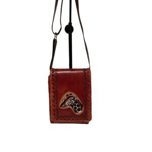 Small Genuine Leather Giraffe Purse Crossbody Handbag